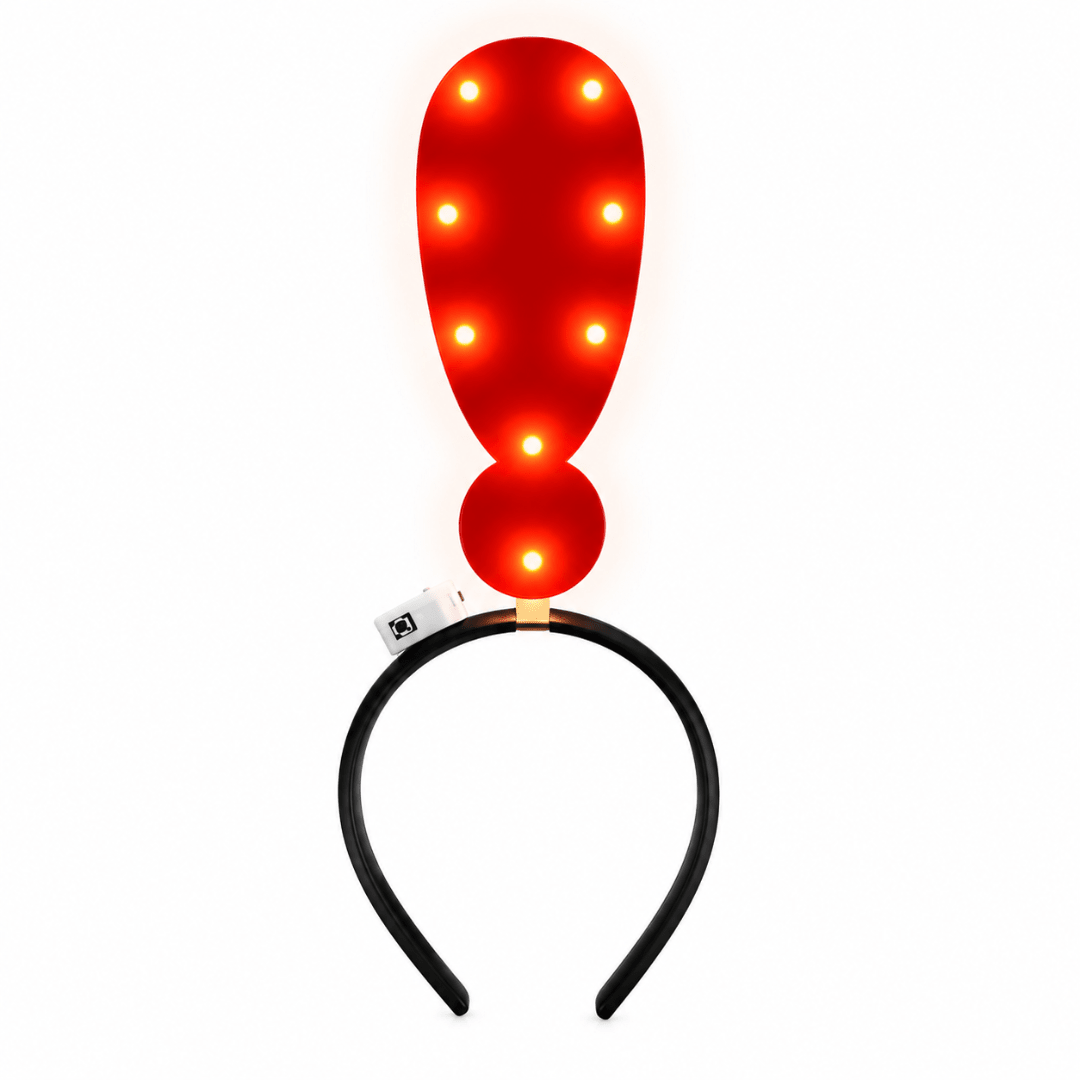 LED Ausrufezeichen Haarreif Rot - TwentyFourParty