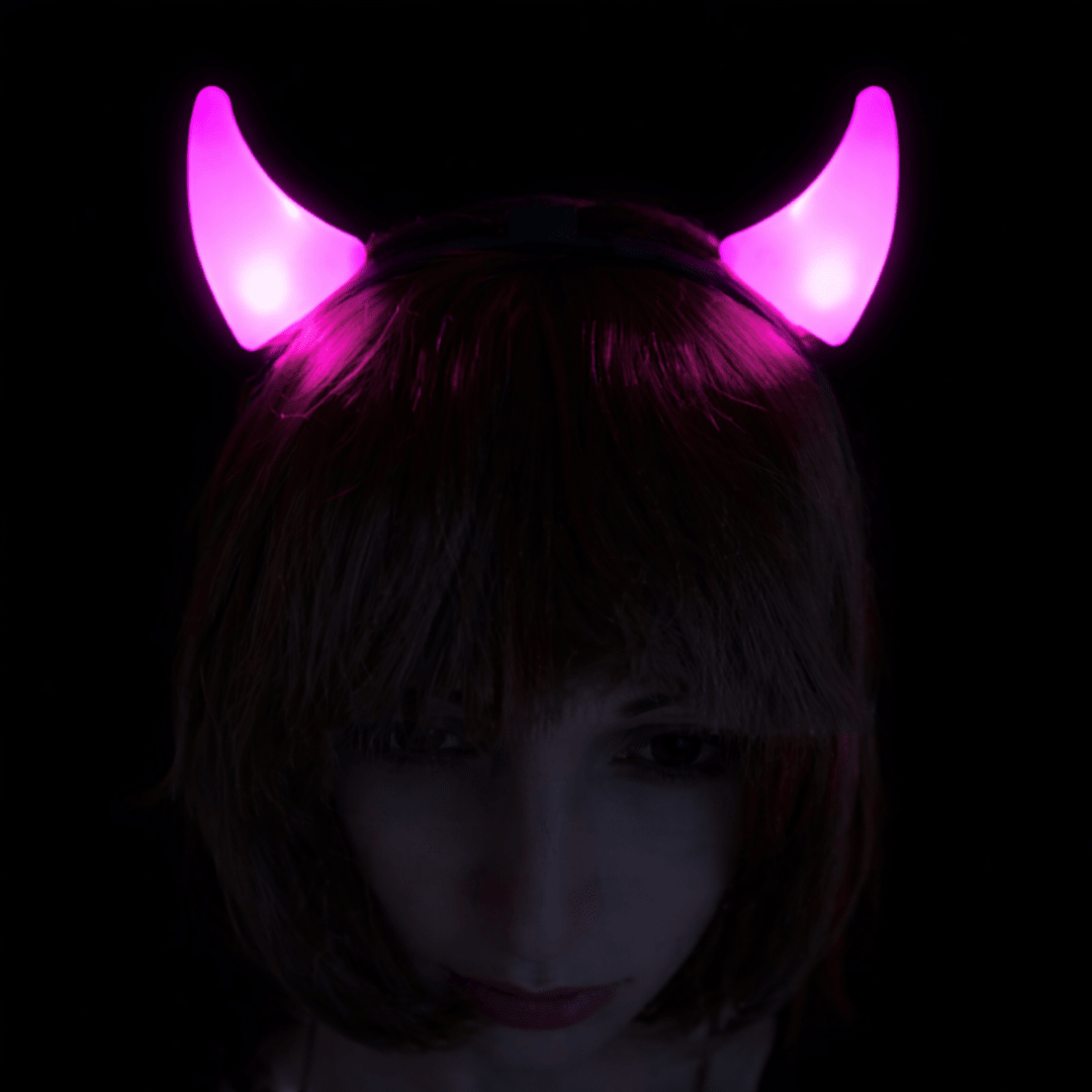 LED Leuchthaarreifen Teufel Pink - TwentyFourParty