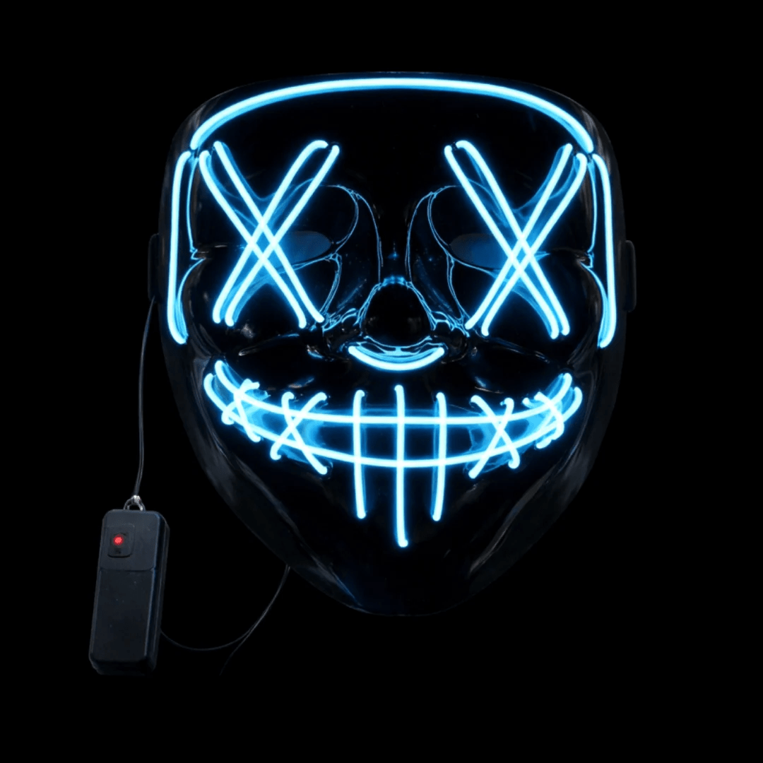 LED Leuchtmaske Blau – EL Wire Horror Maske - TwentyFourParty