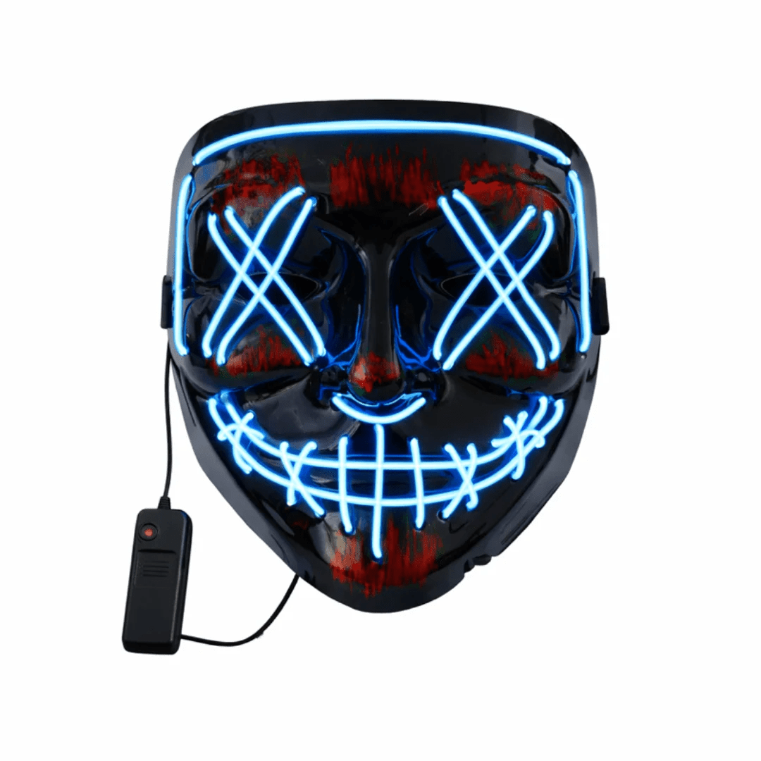 LED Leuchtmaske Blau – EL Wire Horror Maske - TwentyFourParty