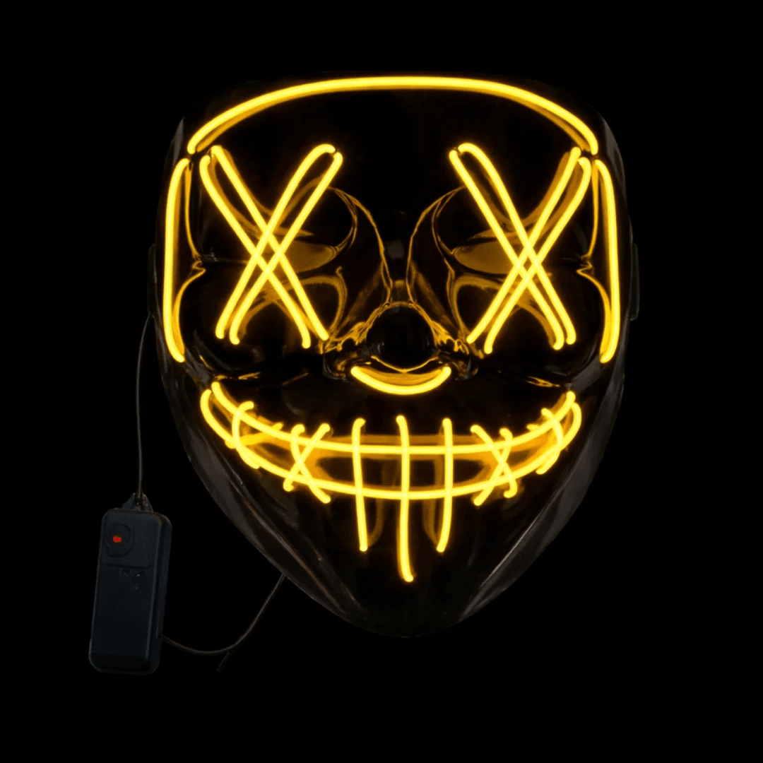 LED Leuchtmaske Gelb – EL Wire Horror Maske - TwentyFourParty