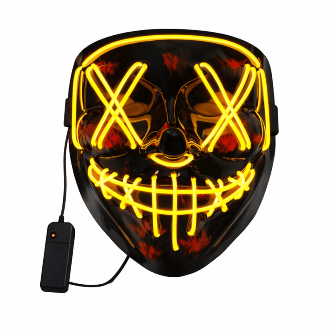 LED Leuchtmaske Gelb – EL Wire Horror Maske - TwentyFourParty