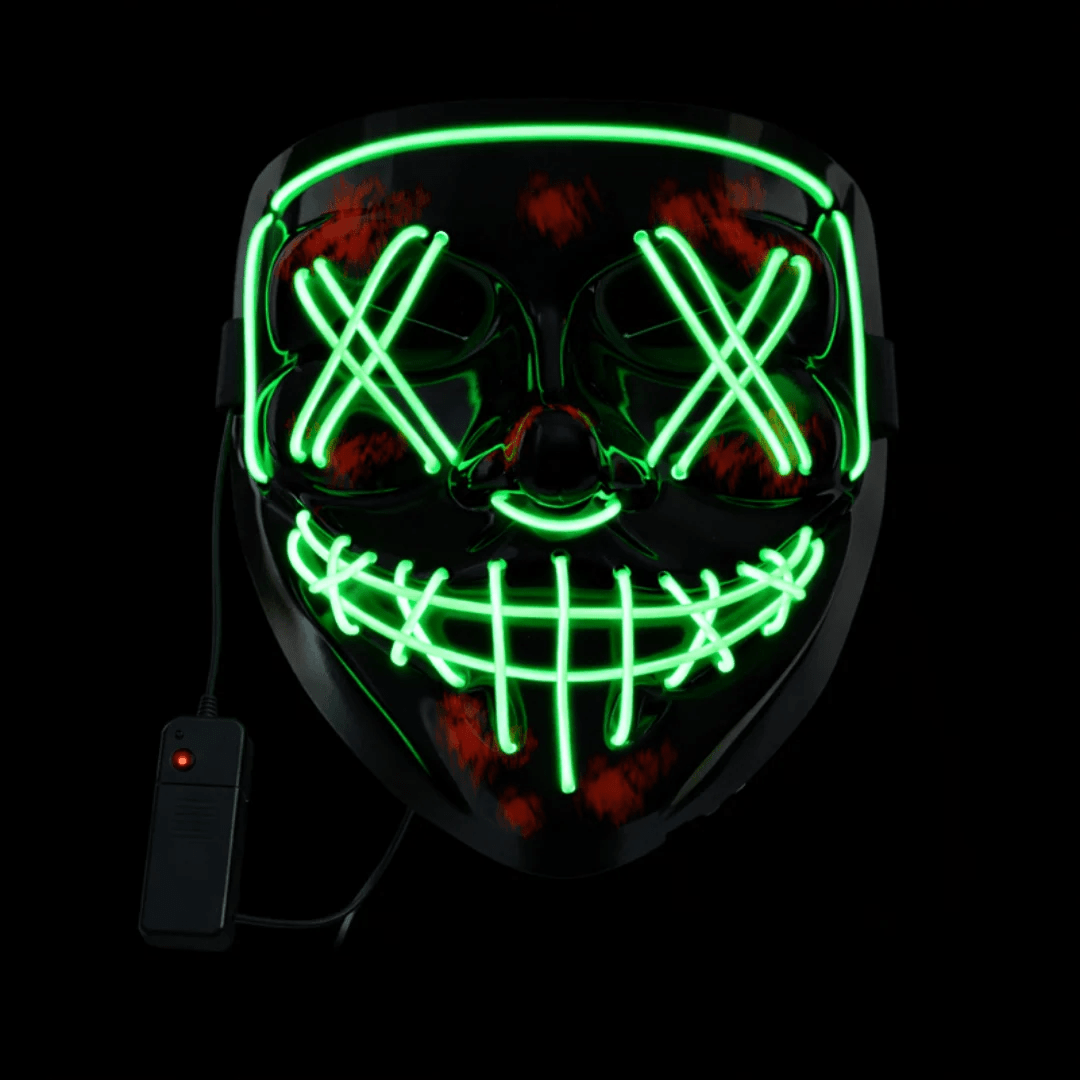 LED Leuchtmaske Grün – EL Wire Horror Maske - TwentyFourParty