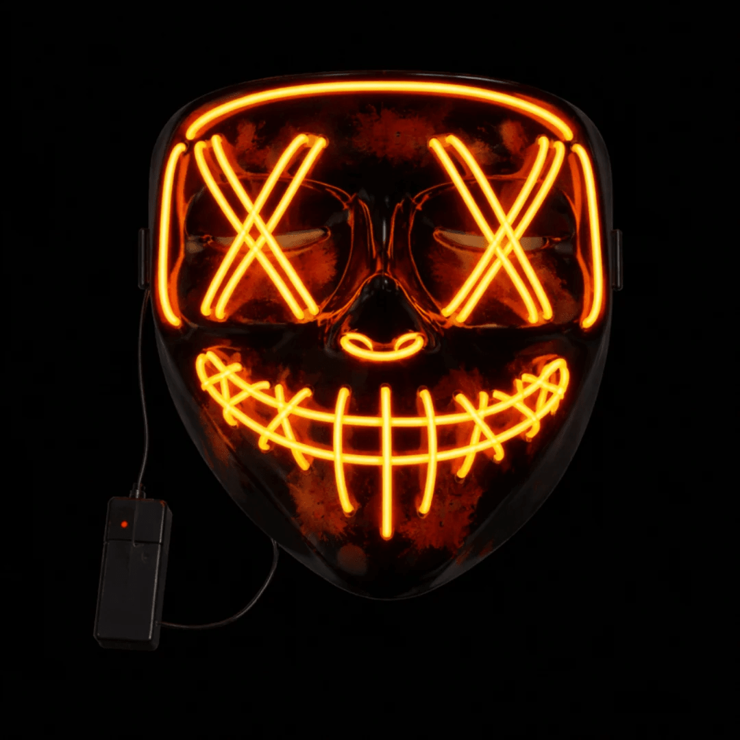 LED Leuchtmaske Orange – EL Wire Horror Maske - TwentyFourParty