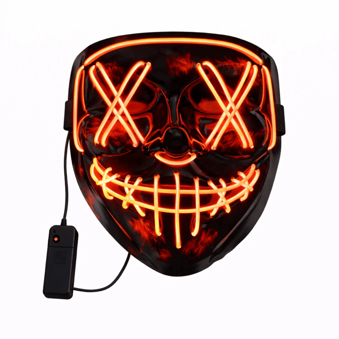 LED Leuchtmaske Orange – EL Wire Horror Maske - TwentyFourParty