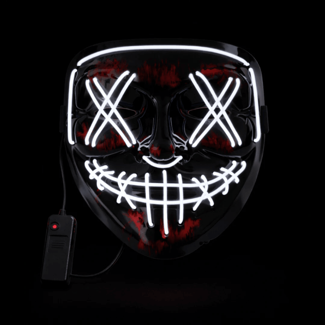 LED Leuchtmaske Weiß – EL Wire Horror Maske - TwentyFourParty
