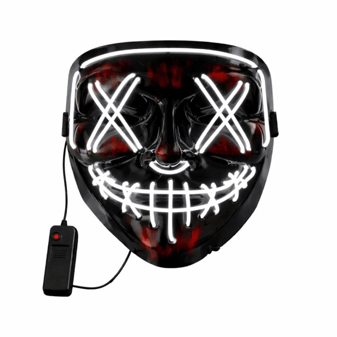 LED Leuchtmaske Weiß – EL Wire Horror Maske - TwentyFourParty