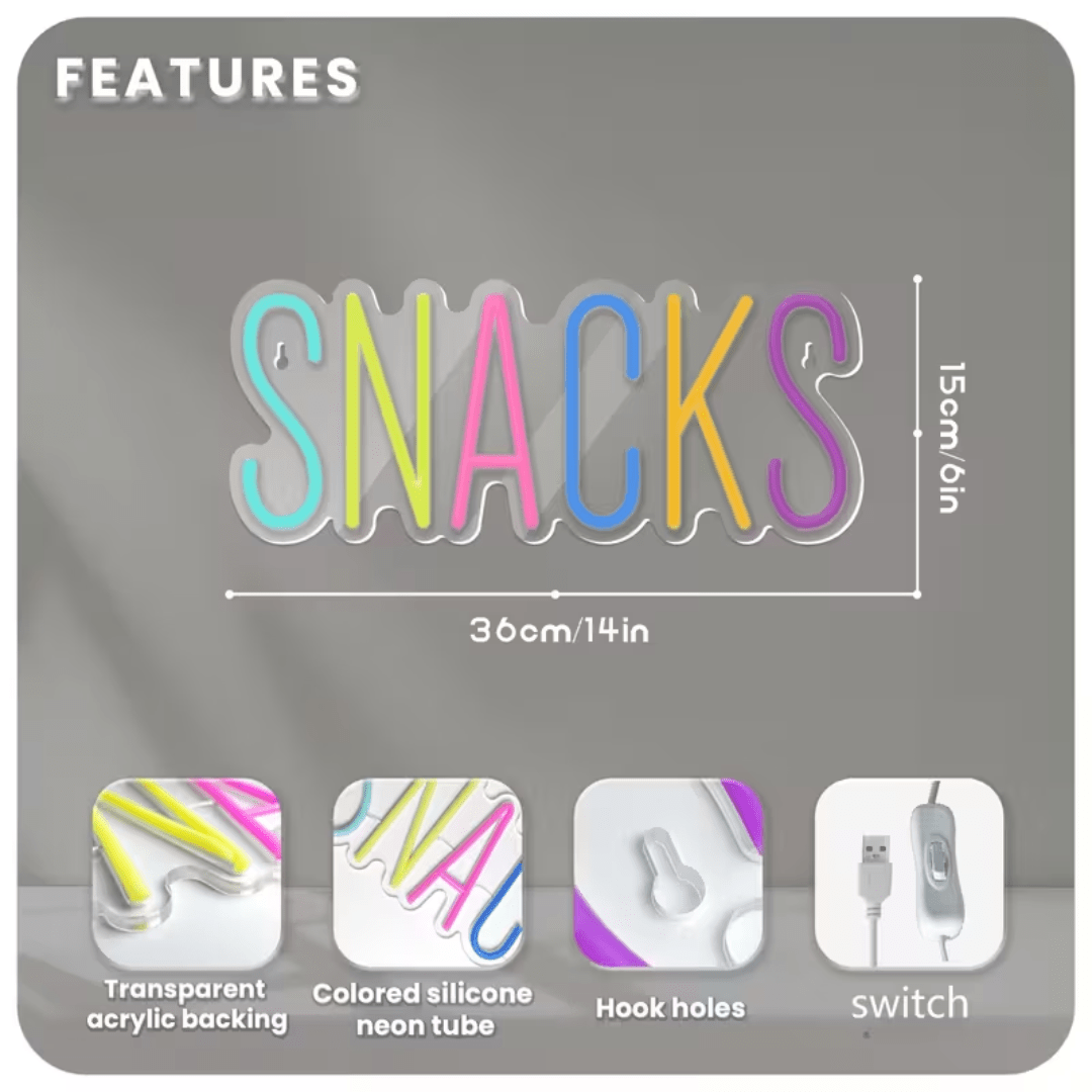 LED Neon Schild SNACKS - TwentyFourParty