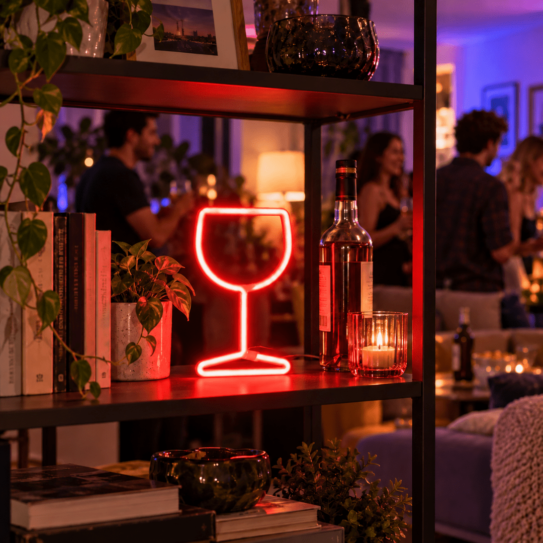 LED Neon Schild Weinglas Rot - TwentyFourParty