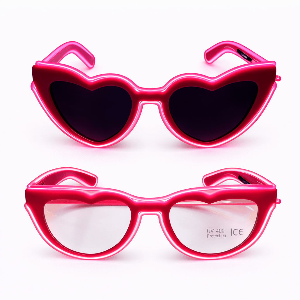LED - Neonbrille Herz Pink - TwentyFourParty