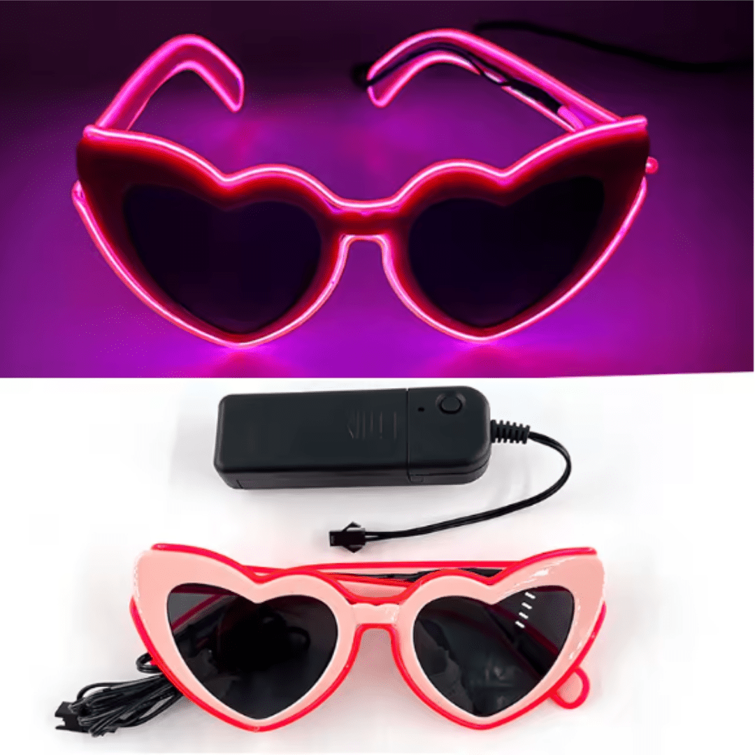 LED - Neonbrille Herz Pink - TwentyFourParty