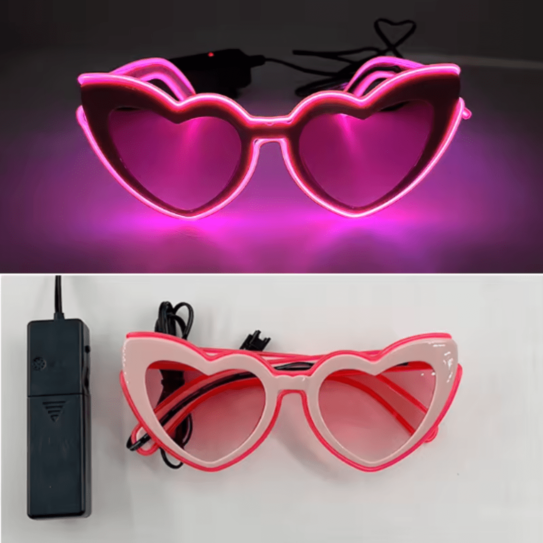 LED - Neonbrille Herz Pink - TwentyFourParty