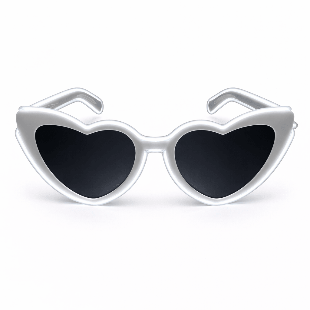 LED - Neonbrille Herz Weiß - TwentyFourParty