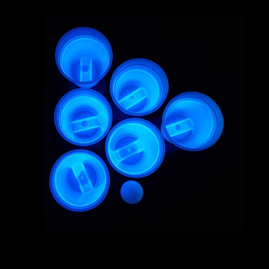 Leuchtendes Beer Pong Set, blau/grün - 14 teilig - TwentyFourParty