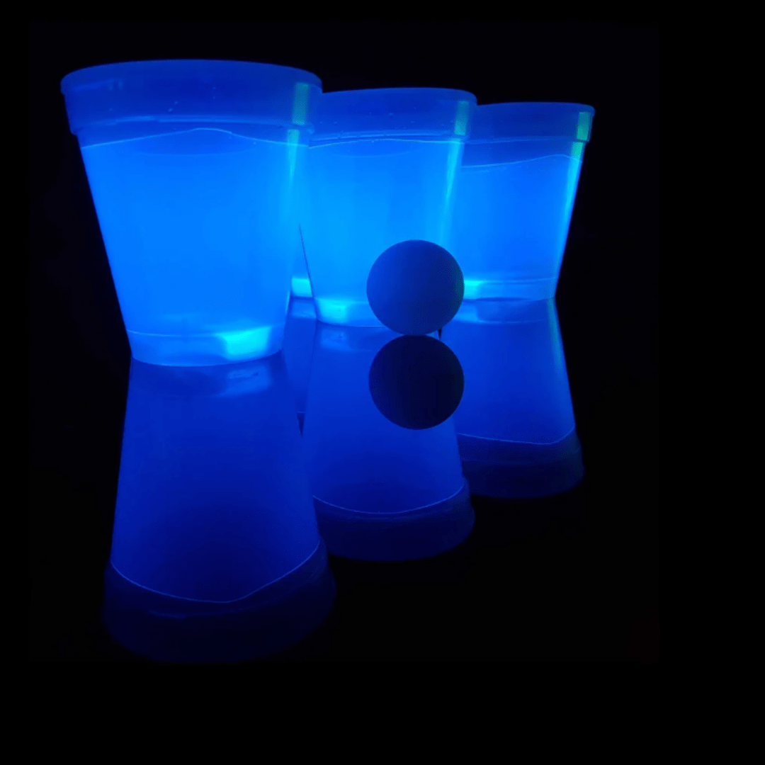 Leuchtendes Beer Pong Set, blau/grün - 14 teilig - TwentyFourParty