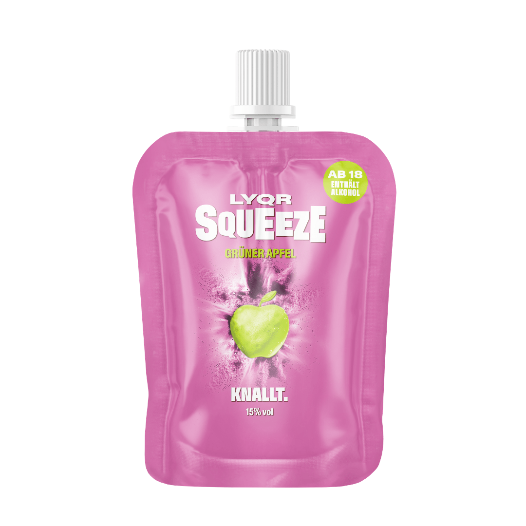 LYQR SQUEEZE Grüner Apfel 30 ml – Quetschbeutel Party Shot - TwentyFourParty