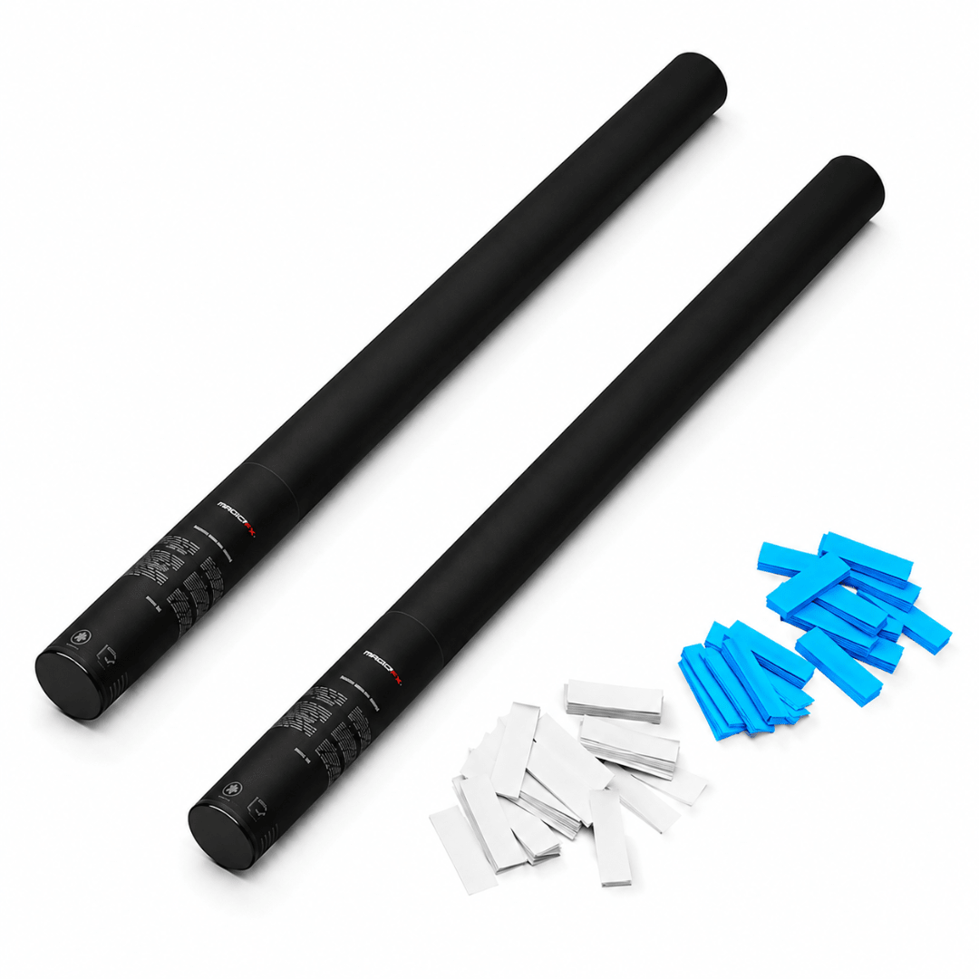 MAGIC FX Konfettikanonen Blau Weiß 2er Set - TwentyFourParty