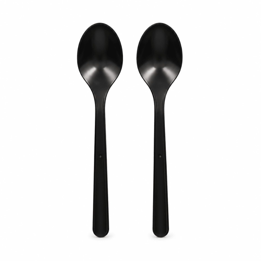 Mehrweg Löffel extra stabil schwarz 18,5 cm 20 Stück - TwentyFourParty