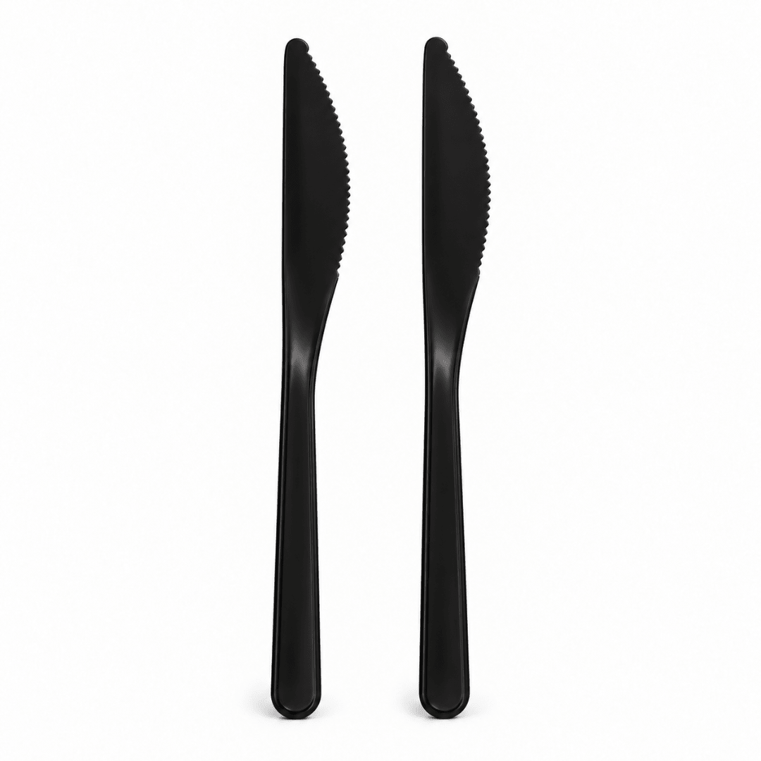 Mehrweg Messer extra stabil schwarz 18,5 cm 20 Stück - TwentyFourParty