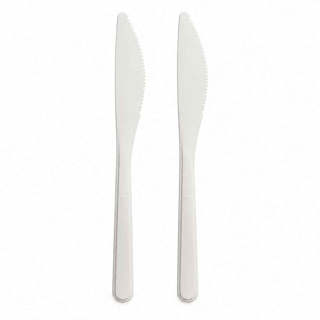 Mehrweg Messer extra stabil weiß 18,5 cm 20 Stück - TwentyFourParty