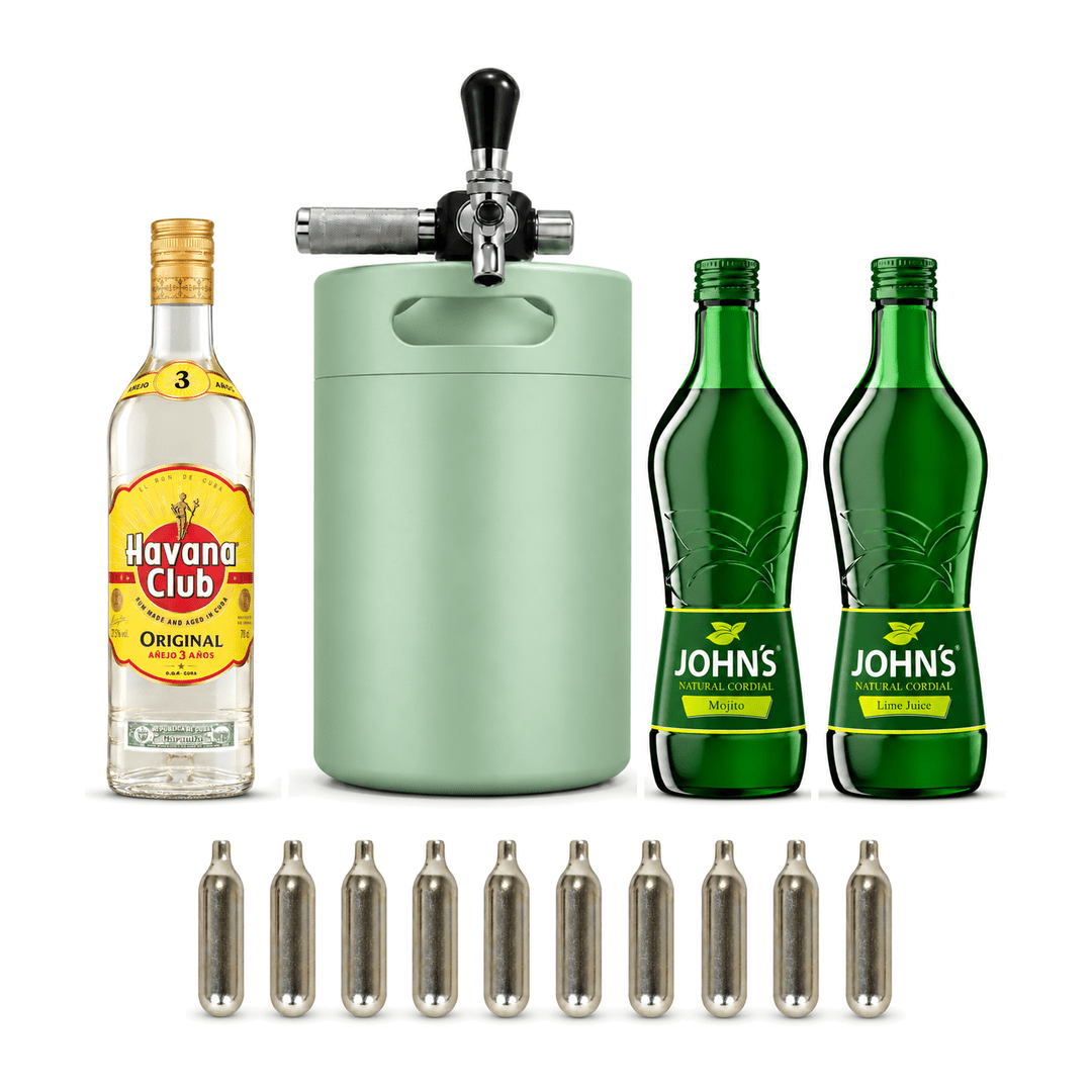 Mojito Fass-Set – Keggo Mini Keg 4 l mit Rum, Sirup und Lime Juice - TwentyFourParty