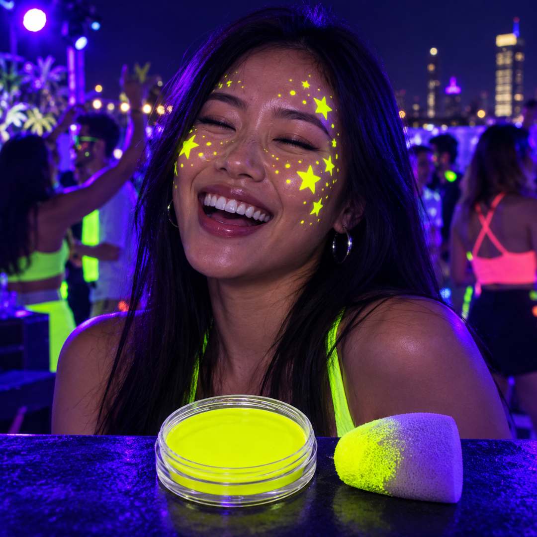 Neon Aqua-Schminke Gelb – Wasserschminke im Tiegel - TwentyFourParty