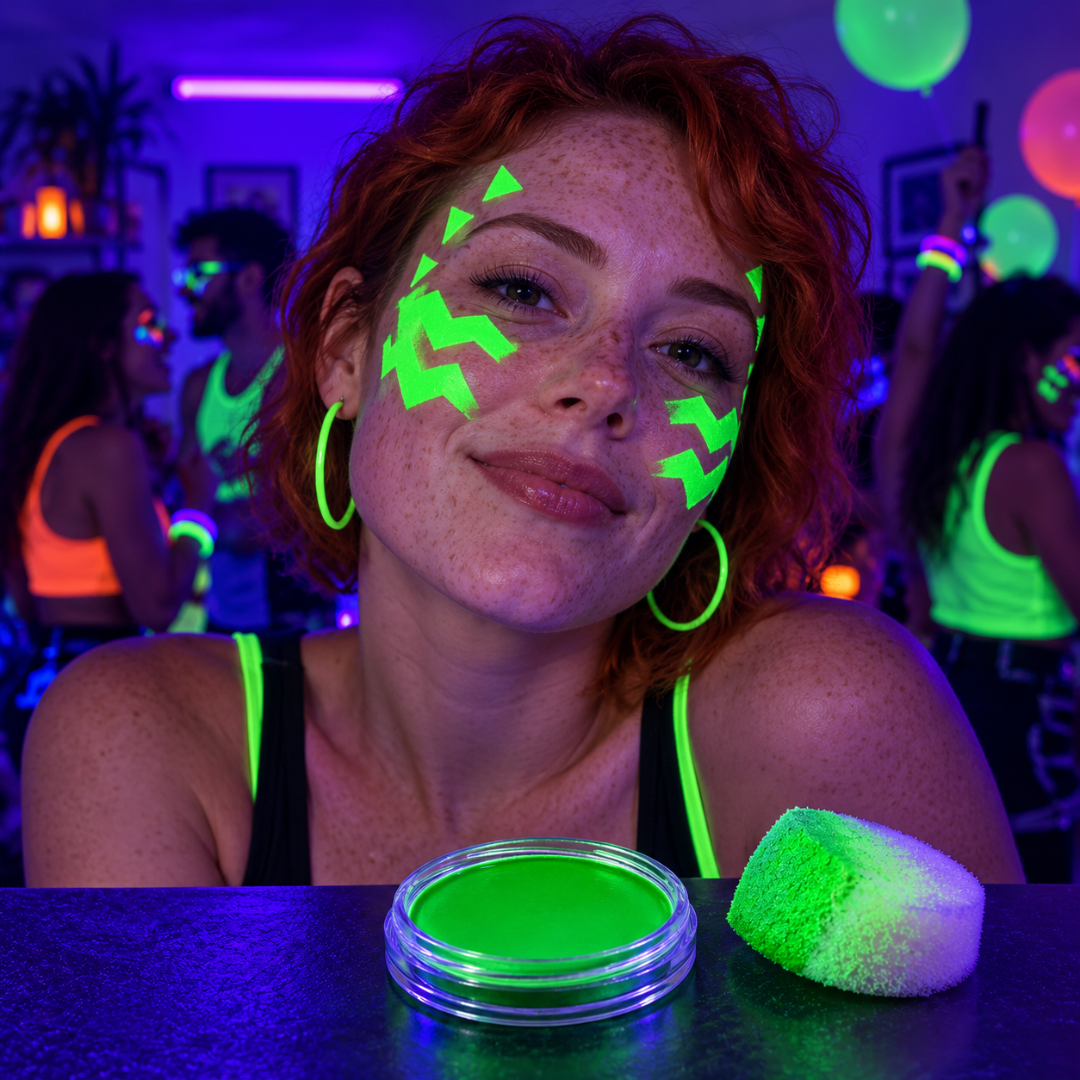 Neon Aqua-Schminke Grün – Wasserschminke im Tiegel - TwentyFourParty