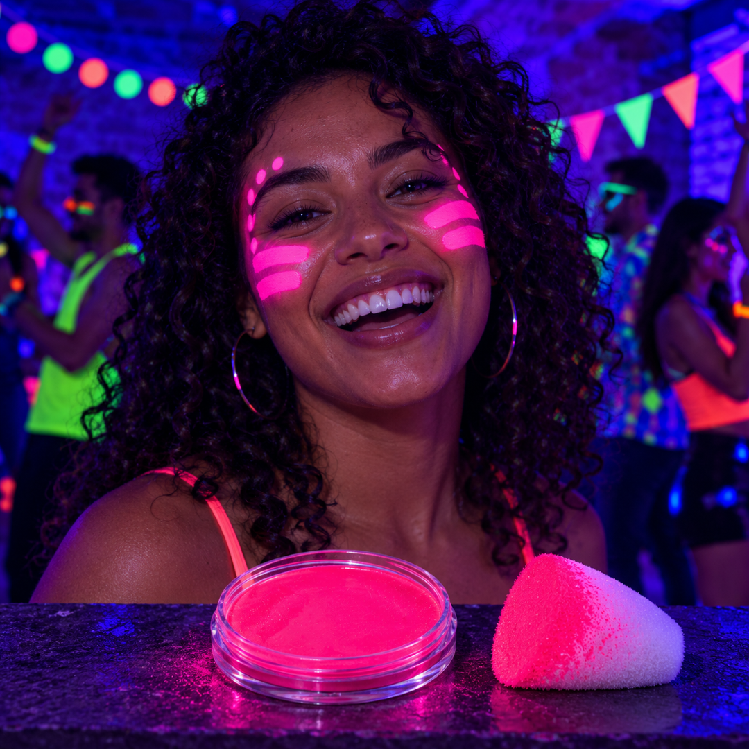Neon Aqua-Schminke Pink – Wasserschminke im Tiegel - TwentyFourParty