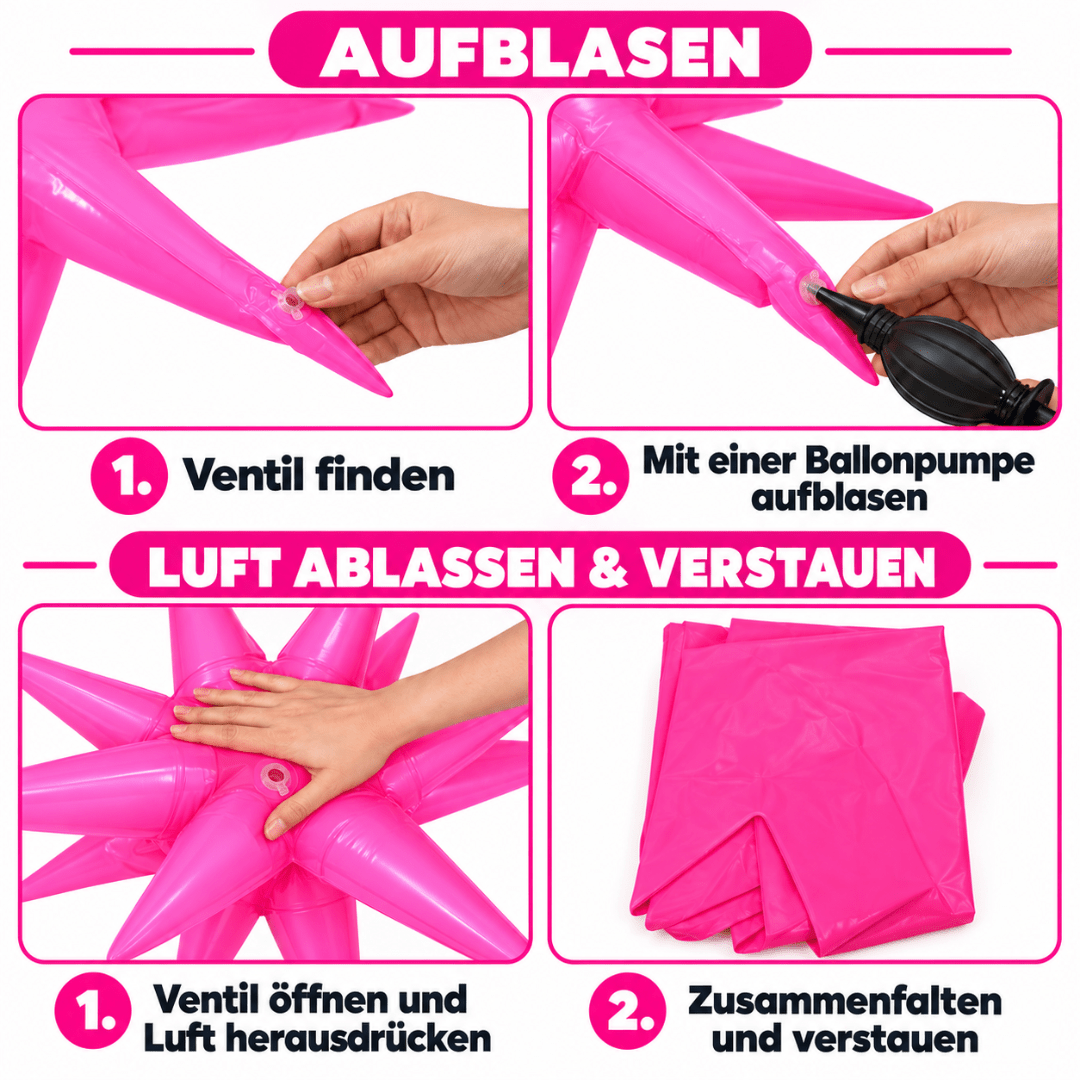 Neon Folienballons Stern 60 cm 12 Stück - TwentyFourParty