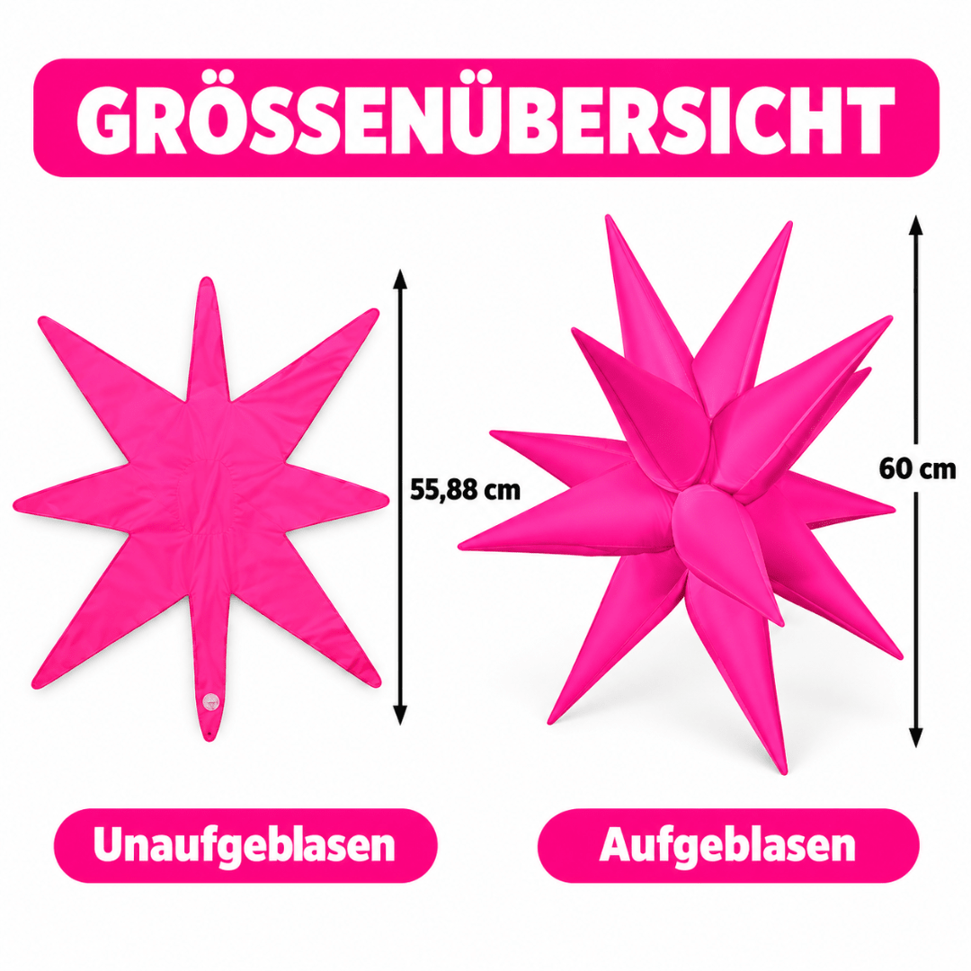 Neon Folienballons Stern 60 cm 12 Stück - TwentyFourParty