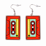 Neon Kassetten Ohrringe Orange - TwentyFourParty