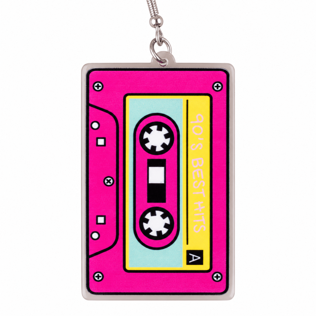 Neon Kassetten Ohrringe Pink - TwentyFourParty