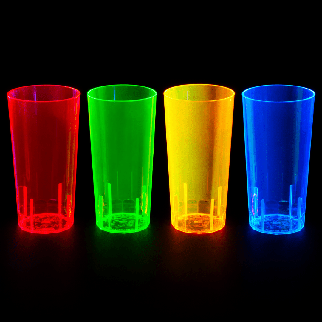 Neon Mehrwegbecher 250 ml Schwarzlicht Mix – 10 Becher - TwentyFourParty