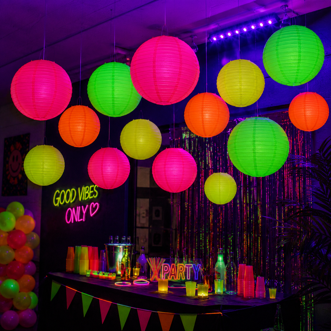 Neon Papierlampions 15er Set - TwentyFourParty