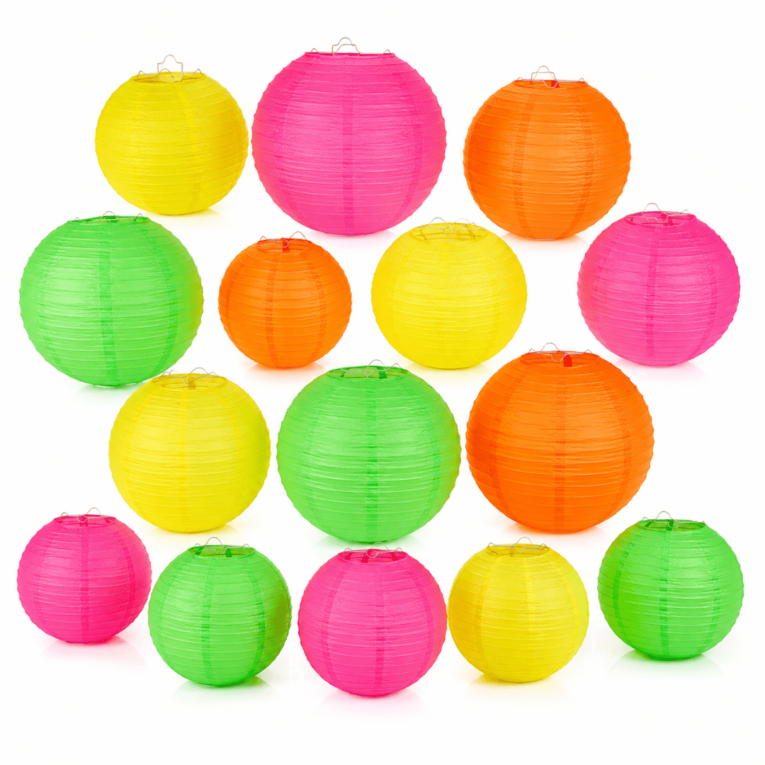 Neon Papierlampions 15er Set - TwentyFourParty