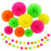 Neon Pompons Partydeko Set 13-teilig - TwentyFourParty