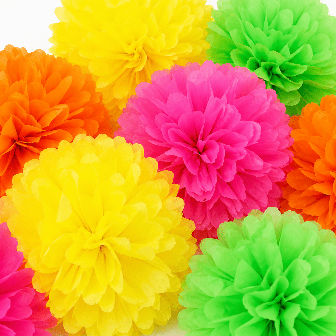 Neon Pompons Partydeko Set 13-teilig - TwentyFourParty