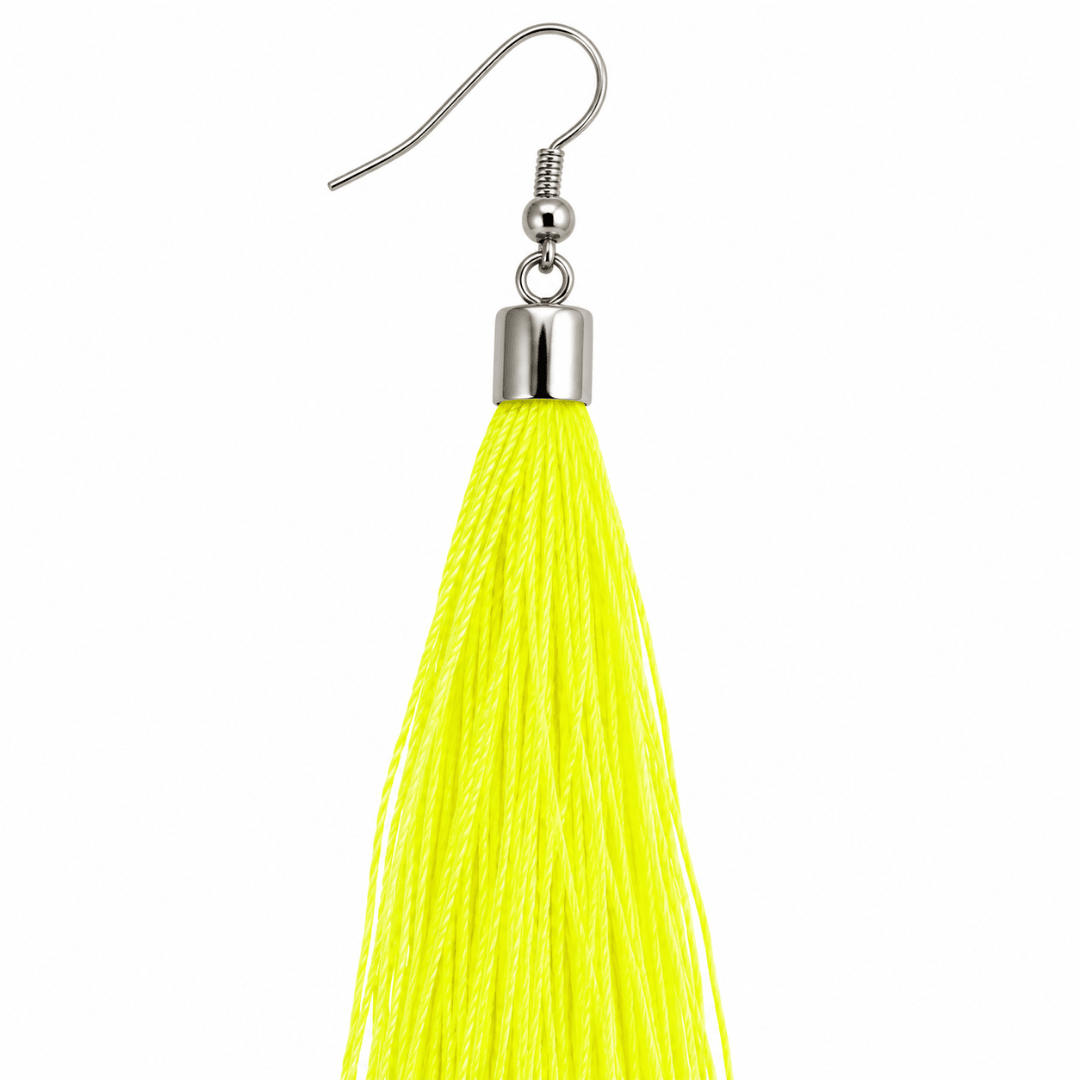 Neon Quasten Ohrringe Gelb - TwentyFourParty
