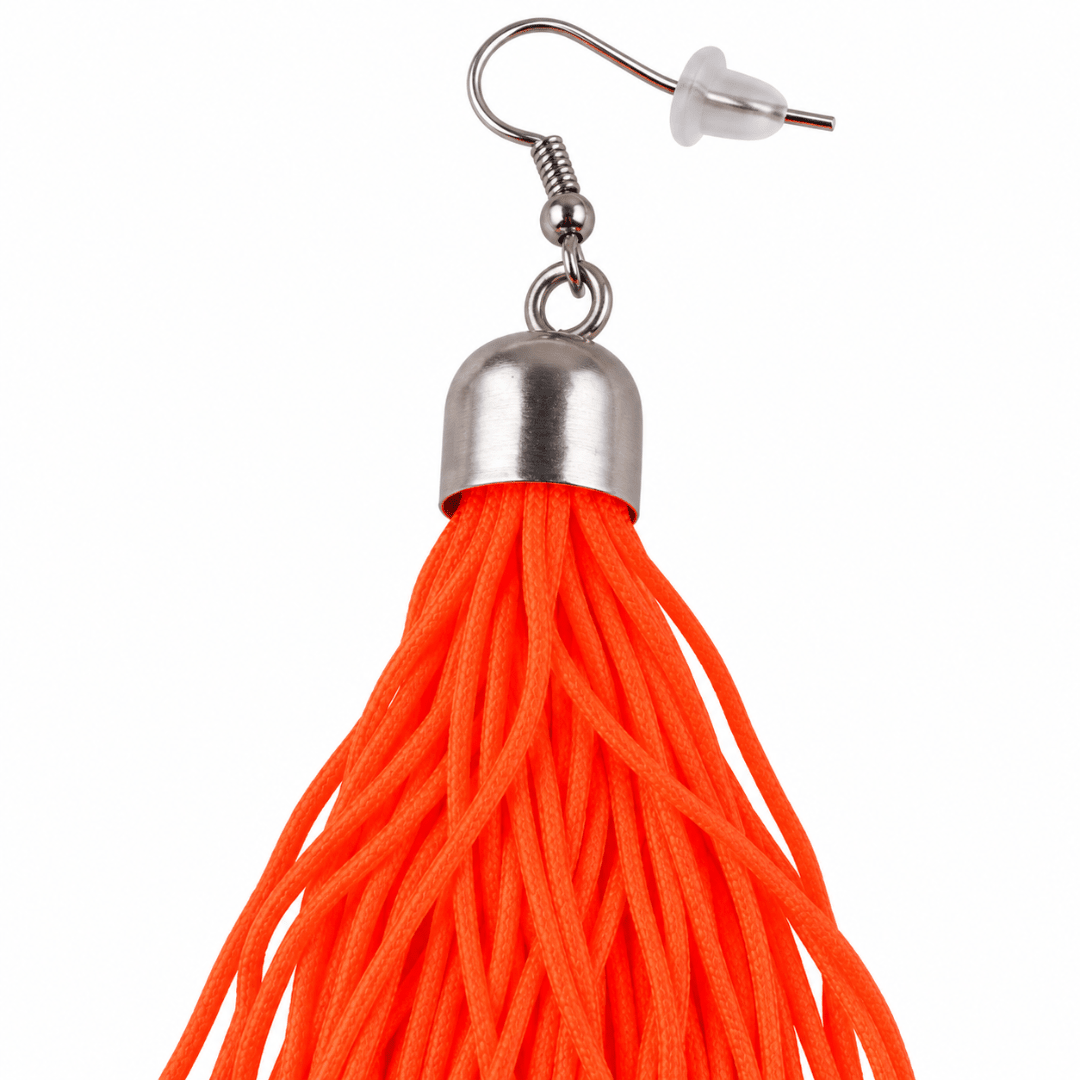 Neon Quasten Ohrringe Orange - TwentyFourParty