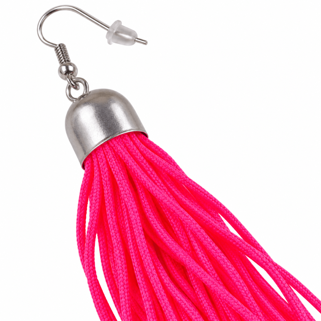 Neon Quasten Ohrringe Pink - TwentyFourParty