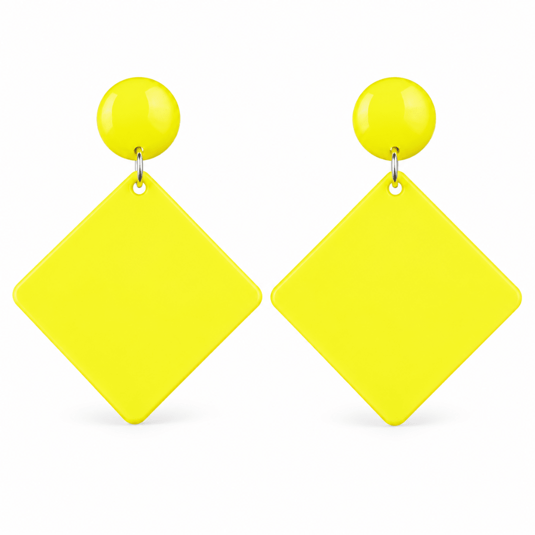 Neon Retro Statement Ohrringe Gelb - TwentyFourParty
