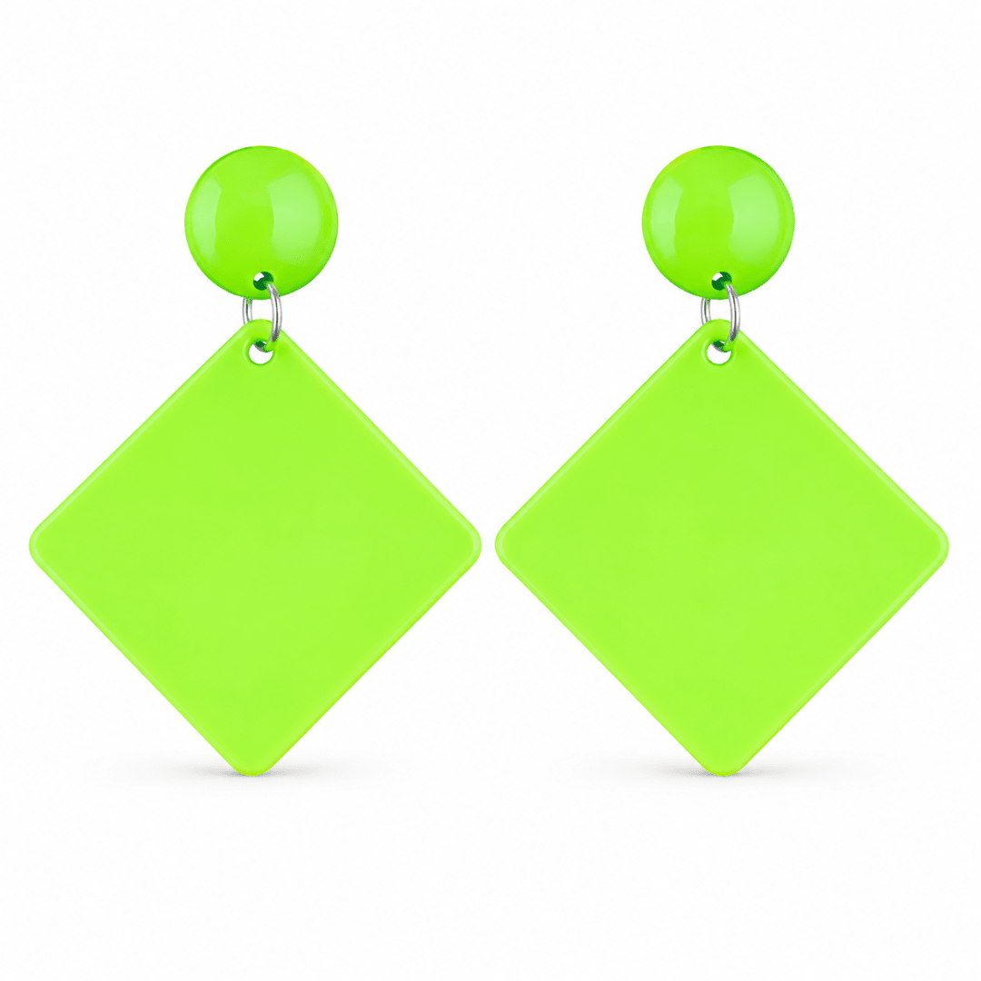 Neon Retro Statement Ohrringe Grün - TwentyFourParty