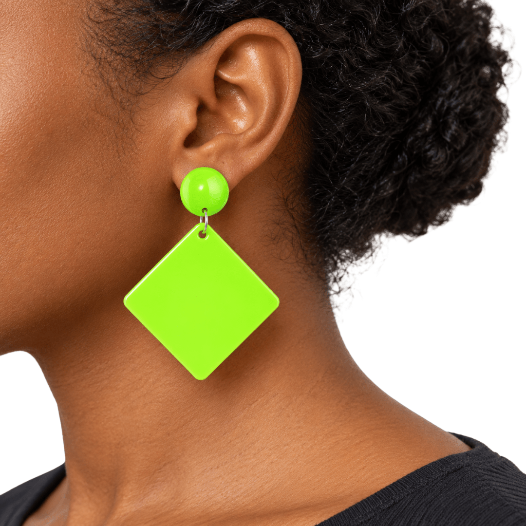 Neon Retro Statement Ohrringe Grün - TwentyFourParty