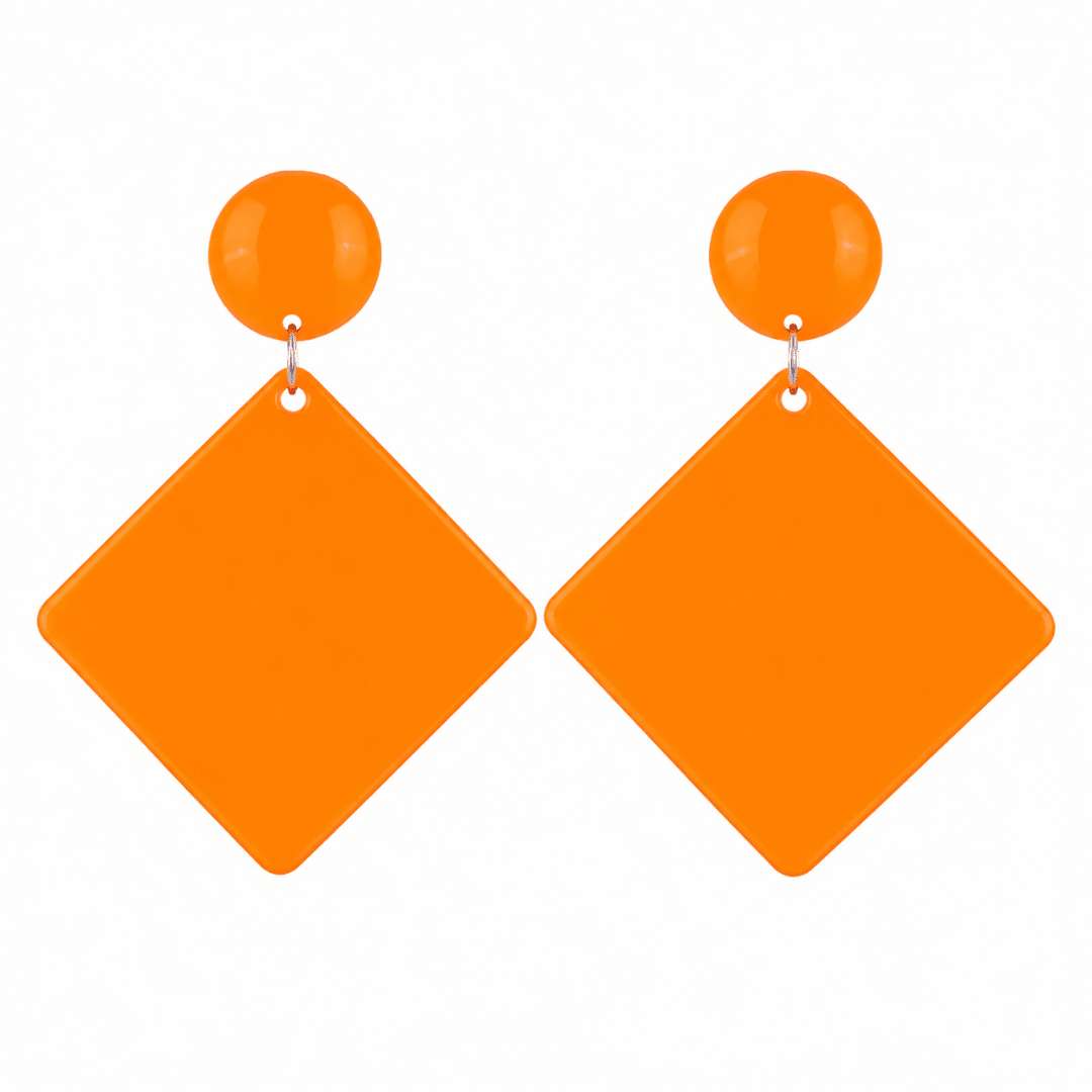 Neon Retro Statement Ohrringe Orange - TwentyFourParty