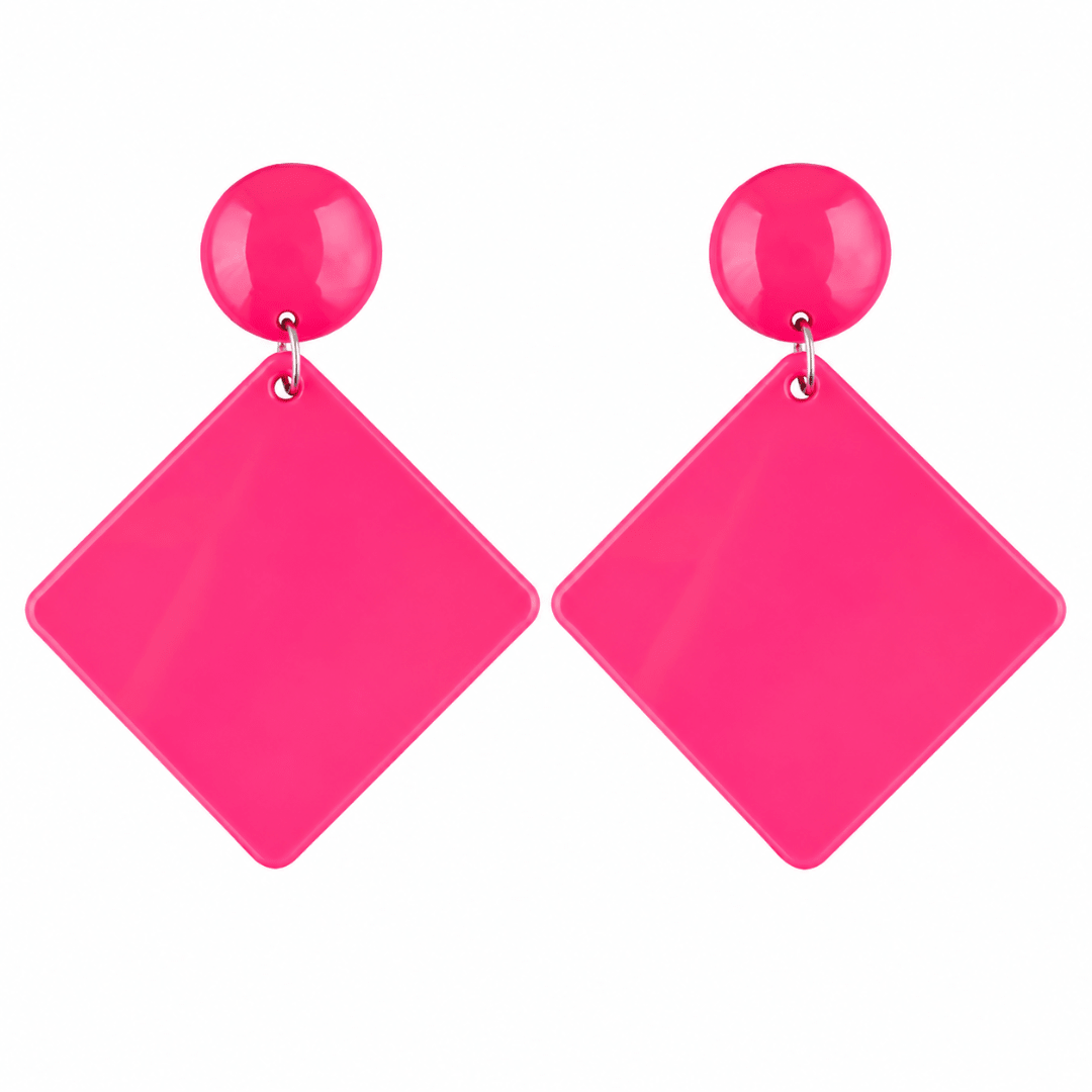 Neon Retro Statement Ohrringe Pink - TwentyFourParty