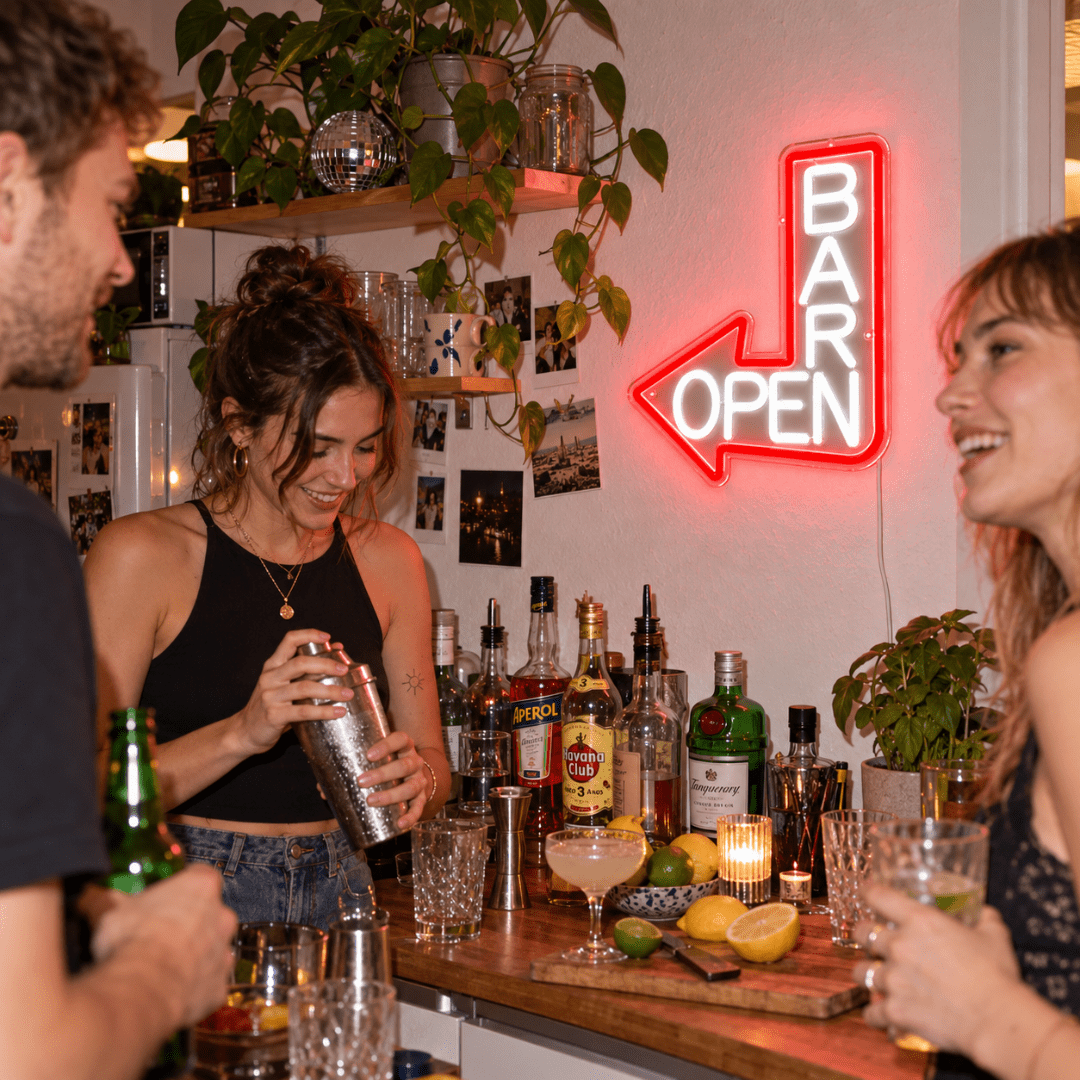Neon-Schild BAR OPEN - TwentyFourParty