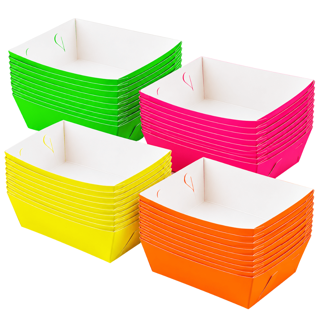 Neon Snackschalen 4 Farben 40 Stück - TwentyFourParty