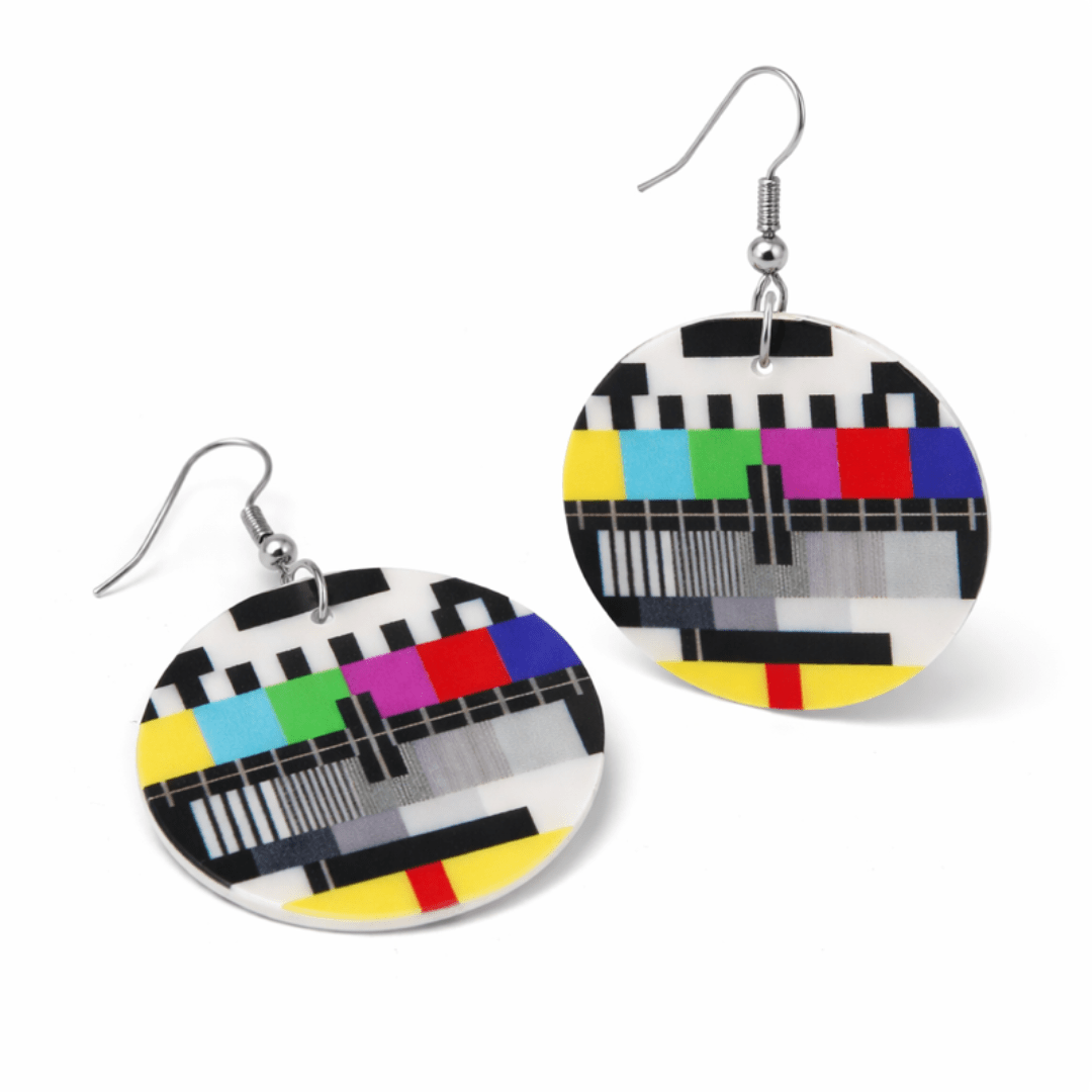 Ohrringe Testbild Retro Fernseher - TwentyFourParty