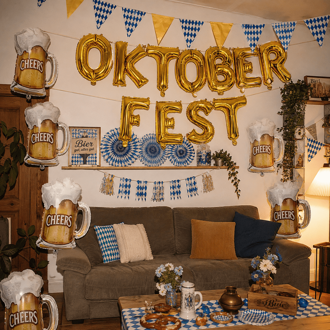 Oktoberfest Ballon Set – 18-teilig mit Bierkrügen - TwentyFourParty