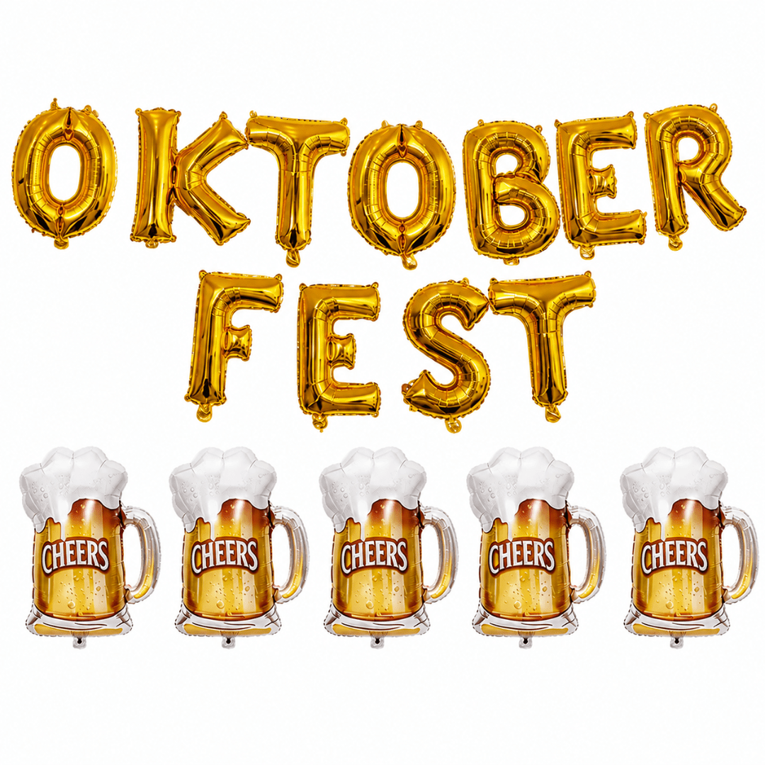 Oktoberfest Ballon Set – 18-teilig mit Bierkrügen - TwentyFourParty
